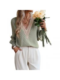 European style Summer V collar Elegant blouse 
