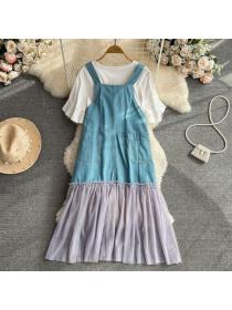 Korean style Summer Loose Denim dress 2 pcs set