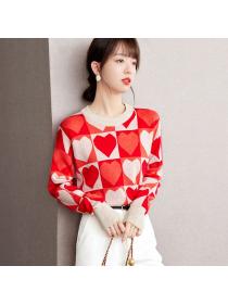 Korean style Round collar Autumn Red Pullovers