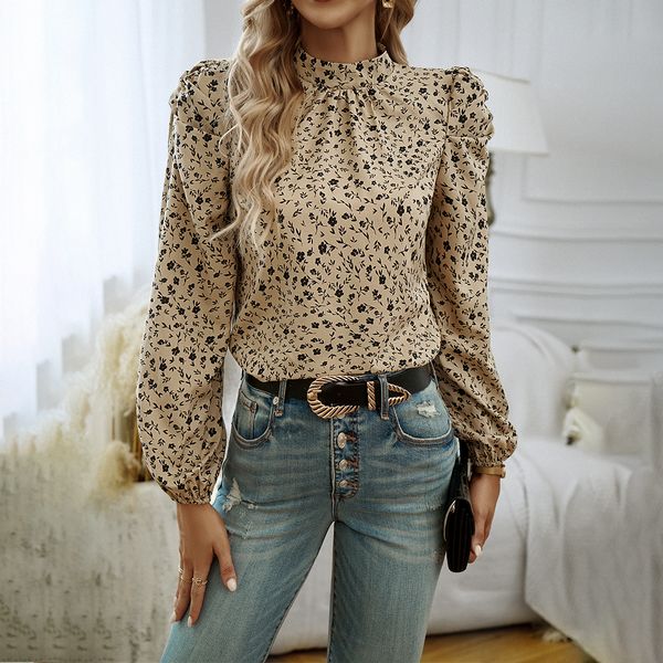 European style Autumn Floral Loose Casual Long sleeve top