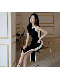 Korean style Summer Sleeveless Hip-full dress 