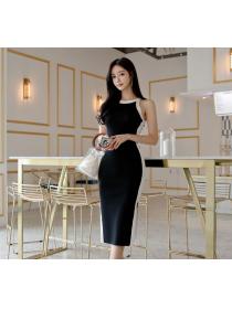 Korean style Summer Sleeveless Hip-full dress 