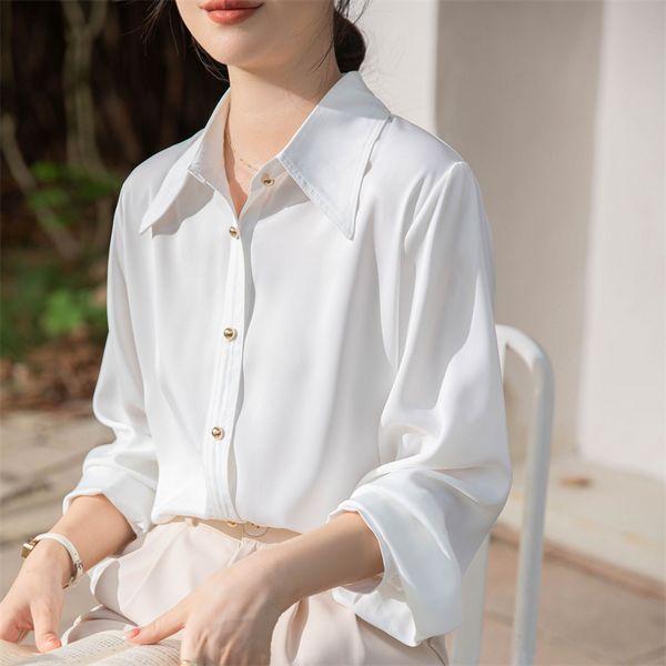 Korean style V collar OL Loose Long sleeve blouse