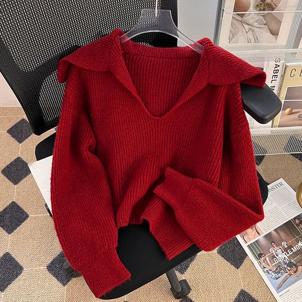 Korea style Winter fashion V collar Knitting Pullovers