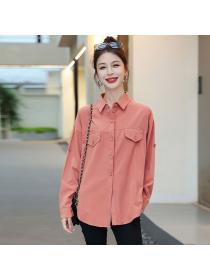 Korea style Chic Simple fashion Denim Blouse 