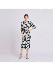 European style Retro fashion Leopard print Long dress 