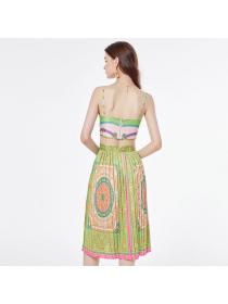 European style Fashion Sling top+Pleated skirt   