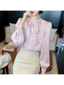 Korea style Fashion Matching Satin blouse 