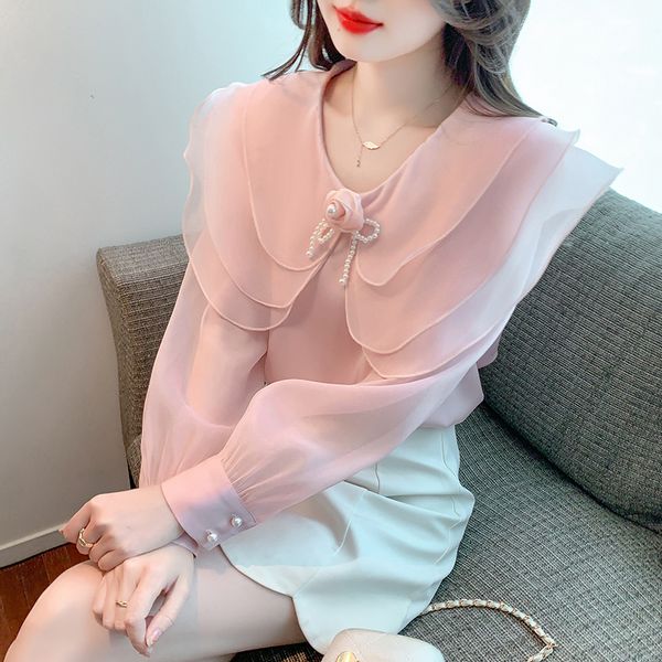 Korea style Fashion Shirt collar Long sleeve blouse