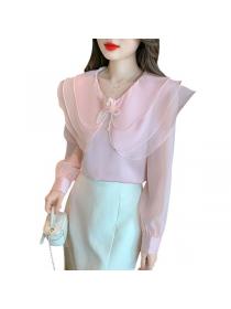 Korea style Fashion Shirt collar Long sleeve blouse 