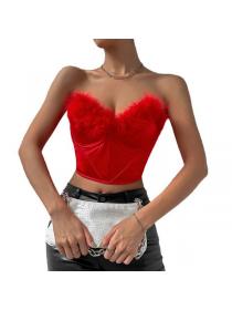 European style Sexy Low-cot Red Corset