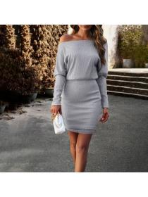 European style Autumn fashion Off shoulder Slim dress 
