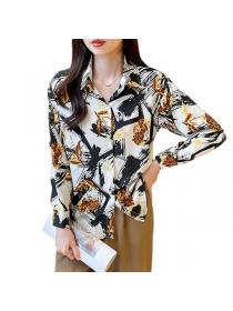 Korean style Retro Printed Matching blouse 