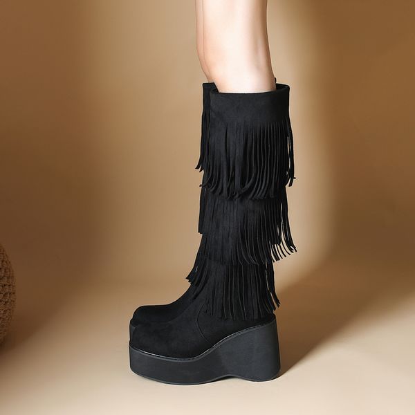 New style Winter Fashion Wedge heels Tassel boots