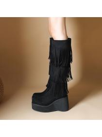 New style Winter Fashion Wedge heels Tassel boots 