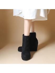 New style Winter Fashion Round head Matching Wedge heel boots 