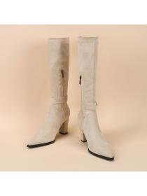 New style Winter Fashion Beige Side zipper Boots 