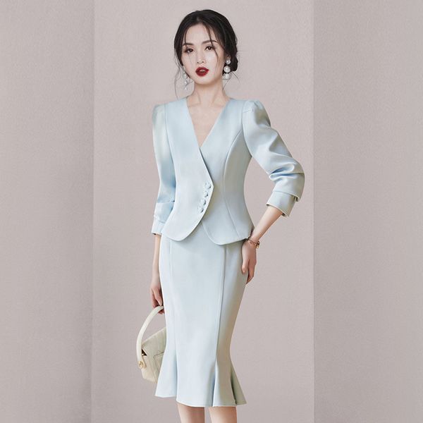 Korea style Autumn fashion V collar Elegant Business suit a set