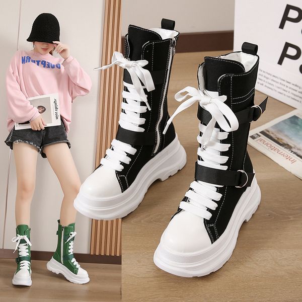 Thick sole boots Fashion canvas High boots