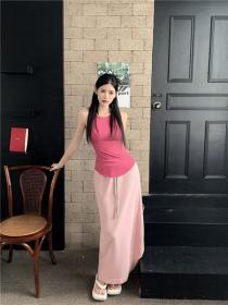 Korea style Sexy Irregular Tops Long skirt 2 pcs set