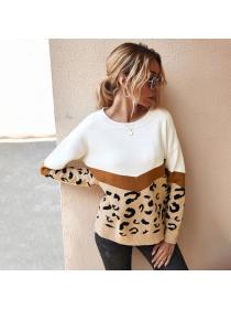 European style Autumn fashion Casual Leapard print Sweater