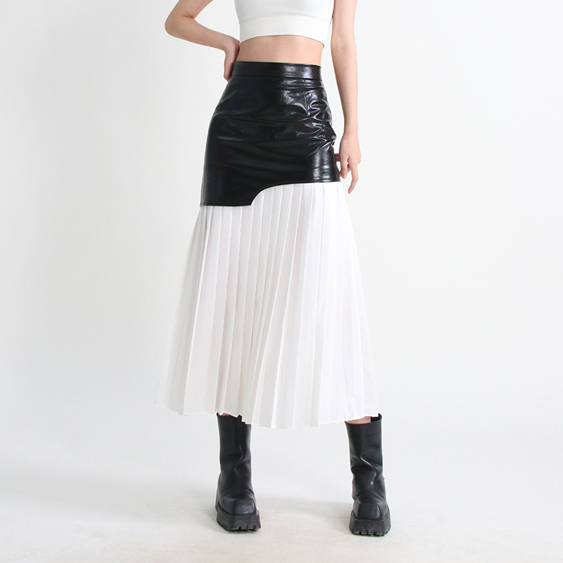 European style personality High waist Pleated skirt