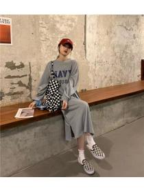 Korea style Chic Puff sleeve Sweater dress