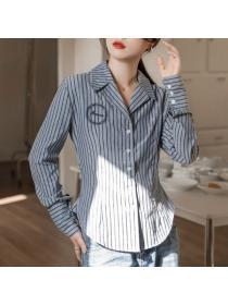 Korea style Retro Stripe Shirt+Matching Vest 2 pcs set