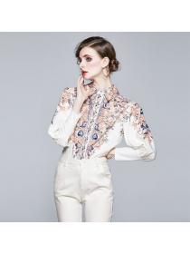 European style Retro fashion Loose Puff sleeve blouse