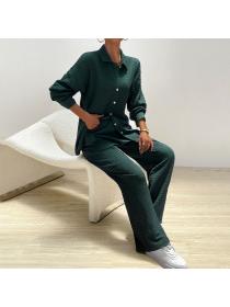 European style Elegant Fashion Blouse +Long pants 2 pcs set