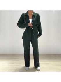 European style Elegant Fashion Blouse +Long pants 2 pcs set