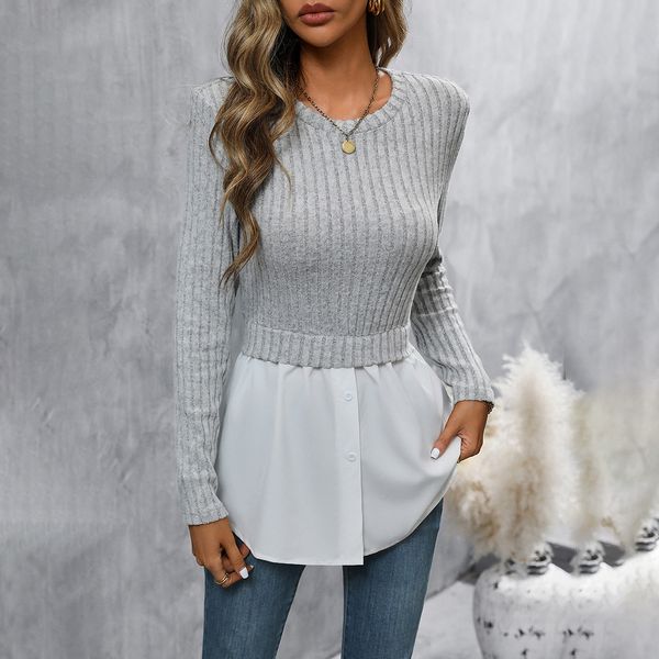 European style Casual Round collar Knitting top