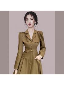 Korean style Elegant Slim Suit collar Dress 
