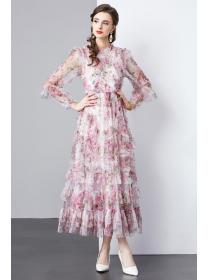 European style Floral Elegant Maxi dress 