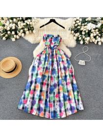 Korea style Summer Colors Slim Long dress for women