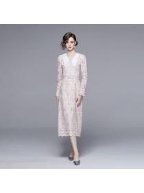 European style Luxury Pink Embroidery Lace 2 pcs set