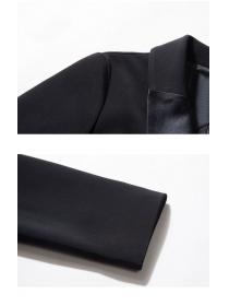 Elegant Black Slim Suit collar Solid color Dress 