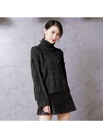 Winter fashion Loose High collar Knitted Pullover
