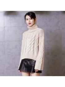 Winter fashion Loose High collar Knitted Pullover