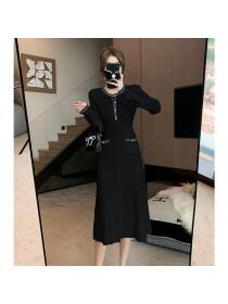 Korea style Slim Round collar Knitted dress  