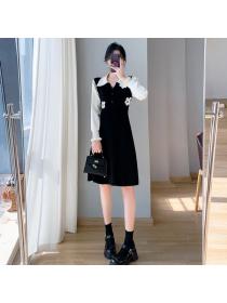 Korea style Autumn fashion Slim Long sleeve knitted dress 