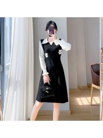 Korea style Autumn fashion Slim Long sleeve knitted dress 