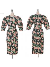 Korea style Elegant Flower Slim dress 