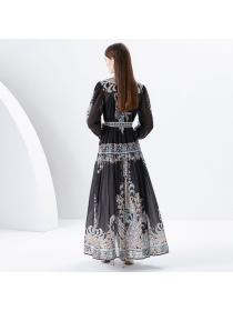 European style Elegant Lantern sleeve Maxi dress