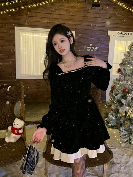 Korea style Vevelt Square collar Slim dress