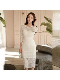Korea style Sexy Lace Long sleeve dress 