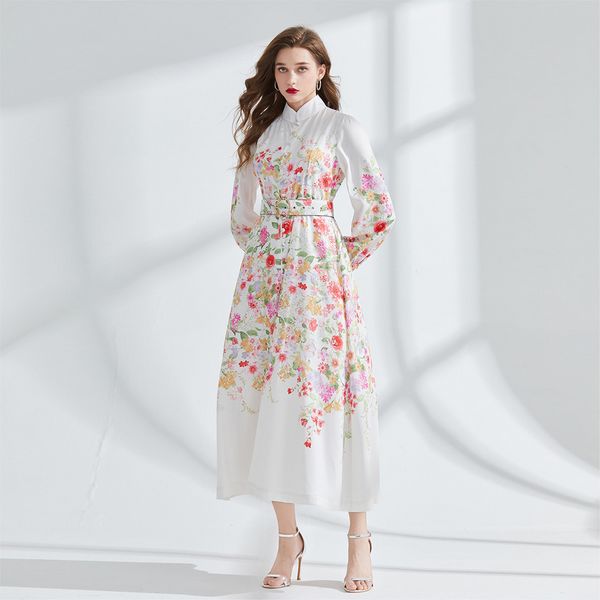 European style FashionFloral Lantern sleeve dress
