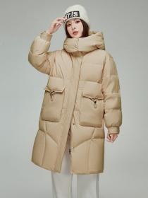 Korean style Winter fashion Long Solid color Down jacket