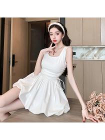 Korea style Square neck Sleeveless dress