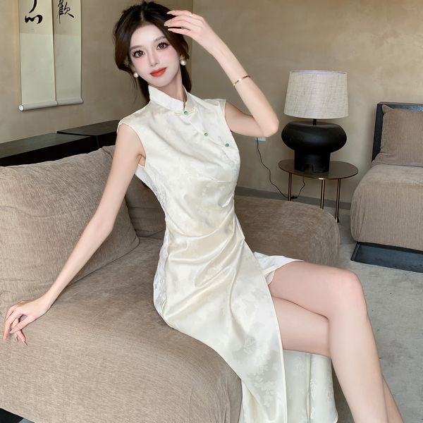 Chinese style Summer Slim Sleeveless A-line dress